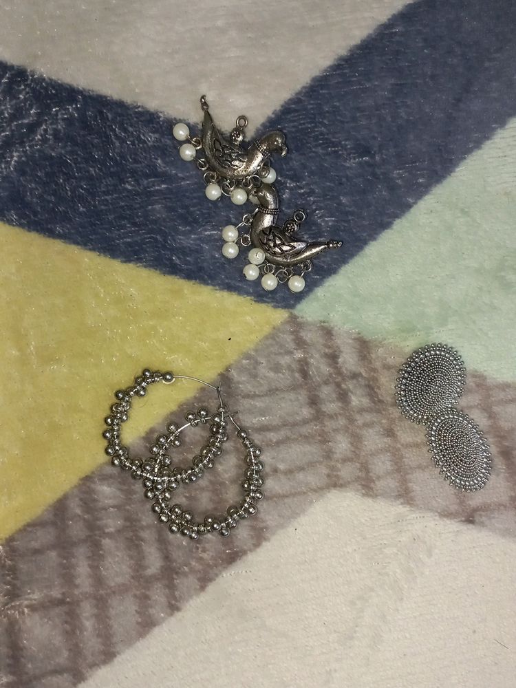 PACK OF 3 Pair MINIMAL OXIDISED EARINGS