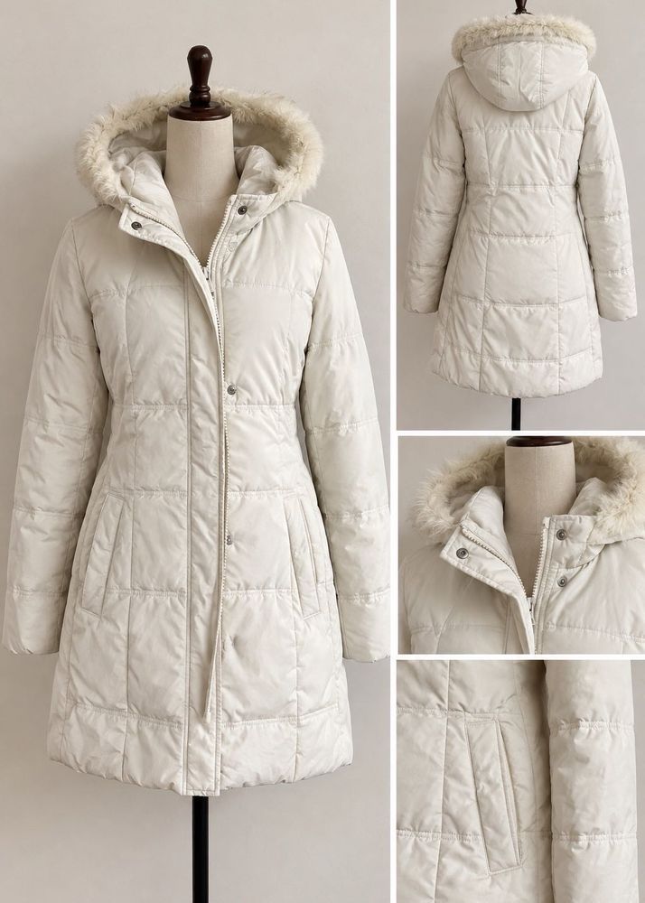 Incede Cream Padded Jacket with Hood