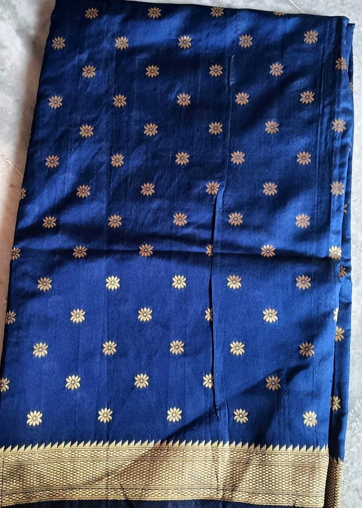 Dark Blue Banarasi Silk Saree