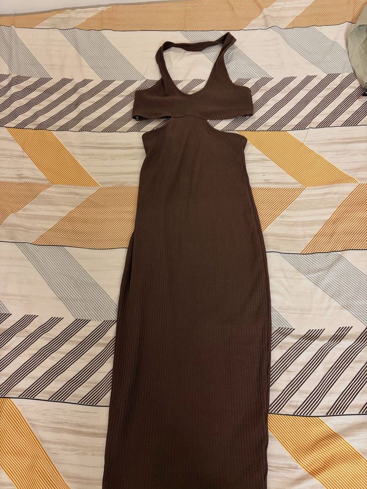 Ribbed Cut-Out Maxi Dress