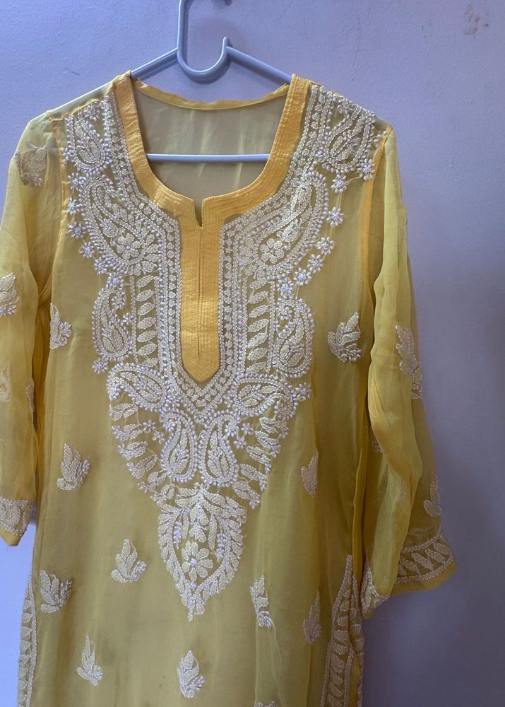 Elegant Yellow Chikankari Kurta