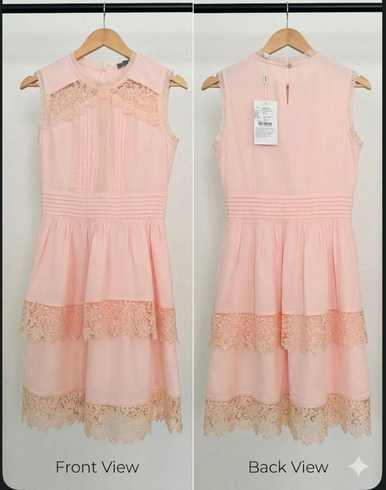 Chic Pink Lace Detail Dress