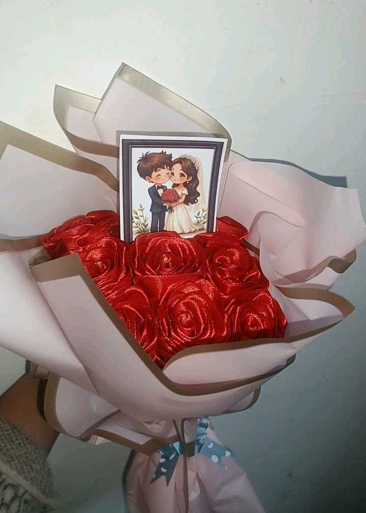 Rose Bouquet with Cartoon Card