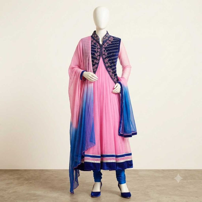Pink Anarkali Suit with Embroidered Jacket
