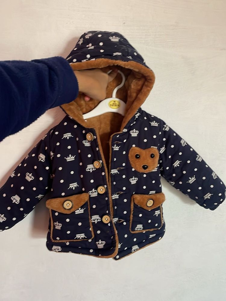 Adorable Crown Print Baby Jacket