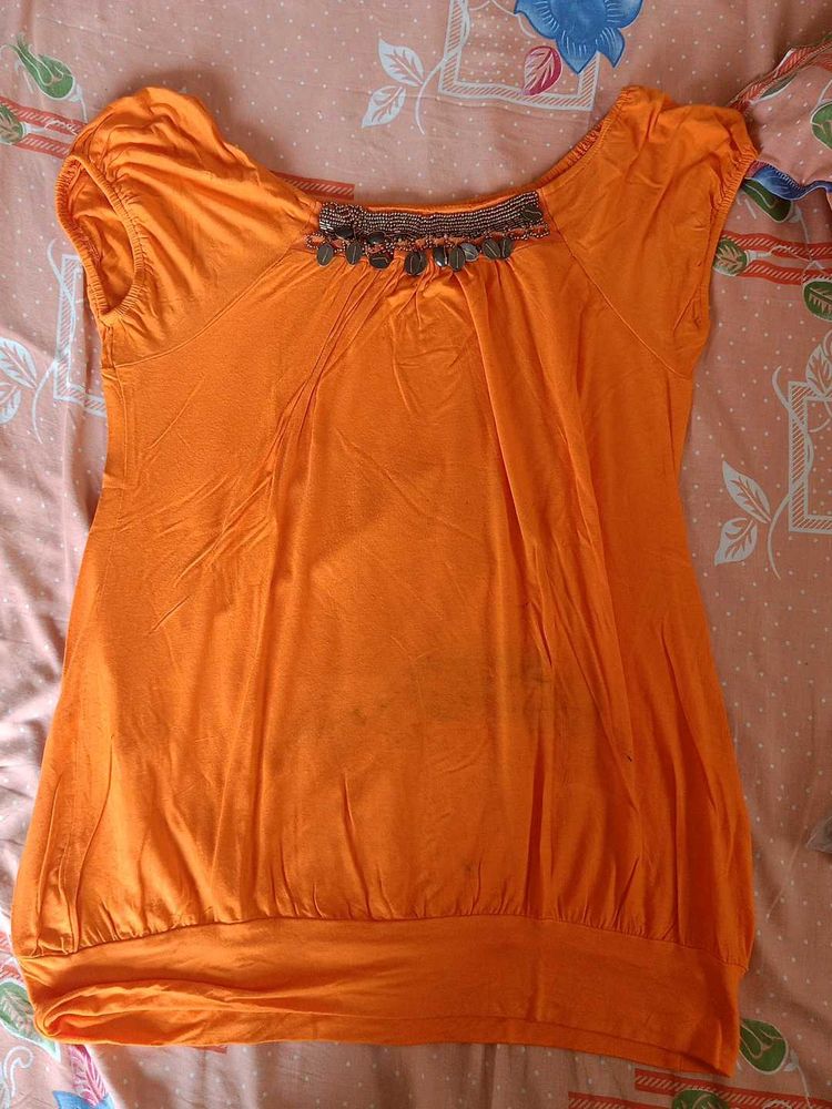 Orange Embellished Top