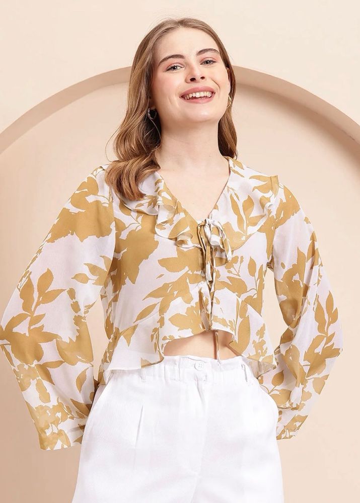 Floral Print Ruffle Crop Top