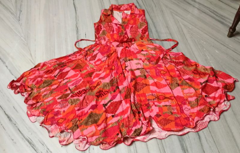 RED KHEE LENGTH DRESS FOR WOMEN/GIRLS