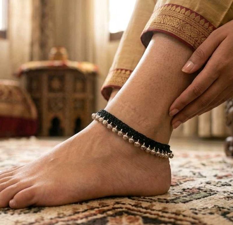 Boho Anklet with Silver Bells