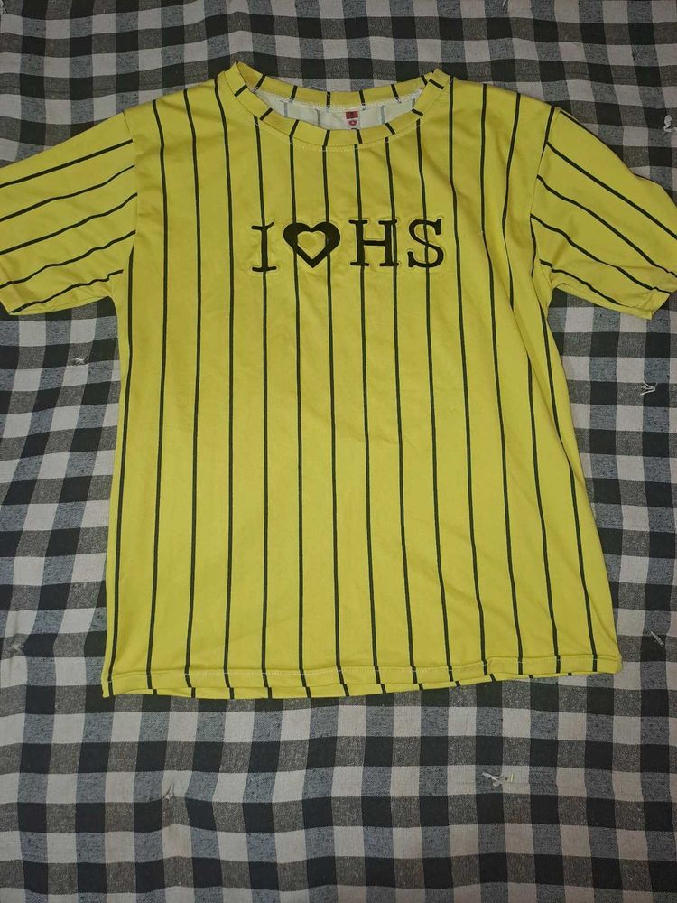 Yellow Striped "I Love HS" T-Shirt