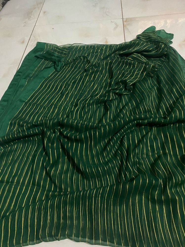 Elegant Emerald Green Saree