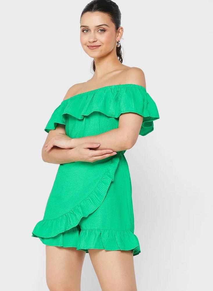 Green Ruffled Playsuit