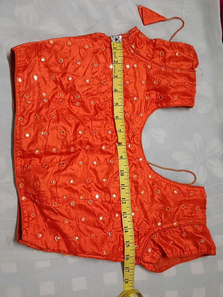 Orange Mirror Work Blouse