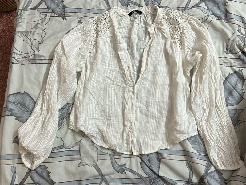 Chic White Embroidered Button-Up Blouse