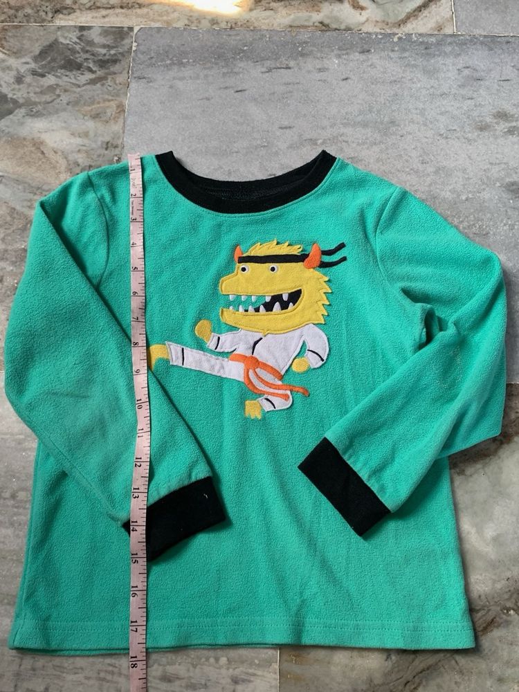 Kids Green Monster Graphic Long Sleeve Shirt