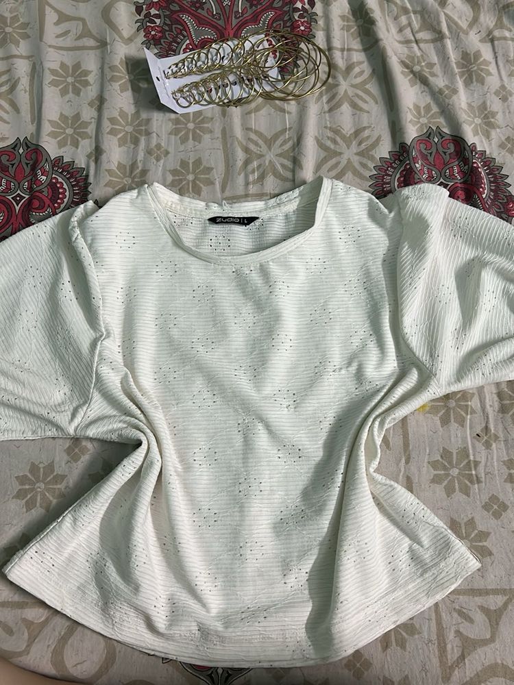 Chic White Textured Top zudio