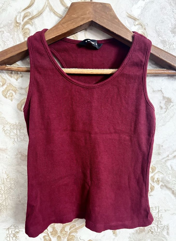 Maroon Ribbed Tank Top