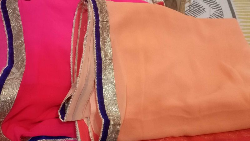 Pink &amp; Peach Colour Saree