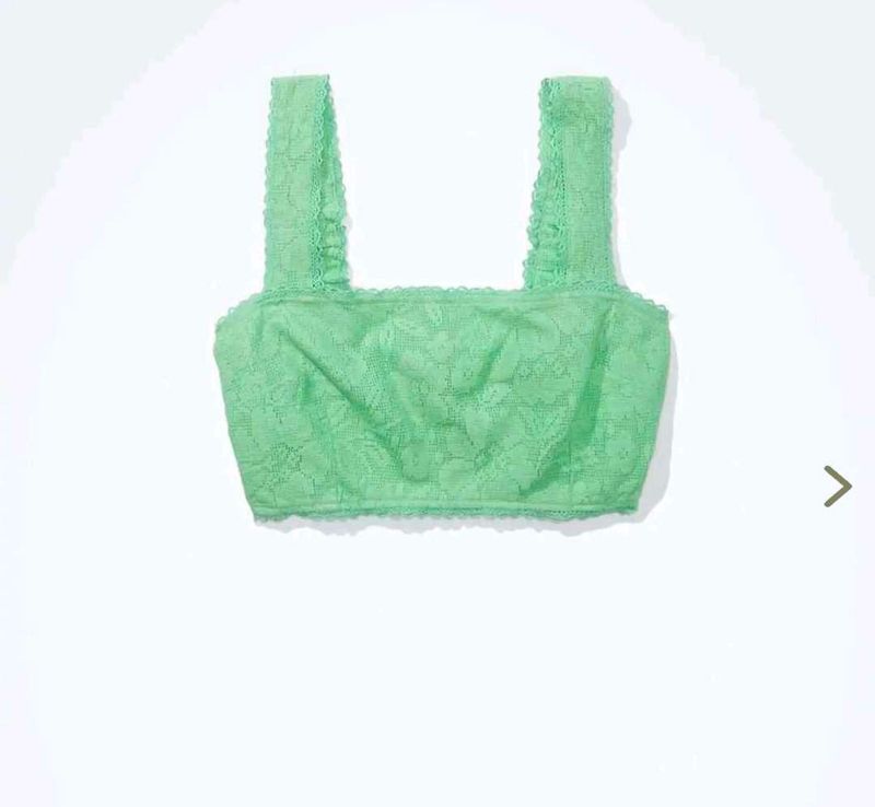 American Eagle Green Lace Cropped Tank