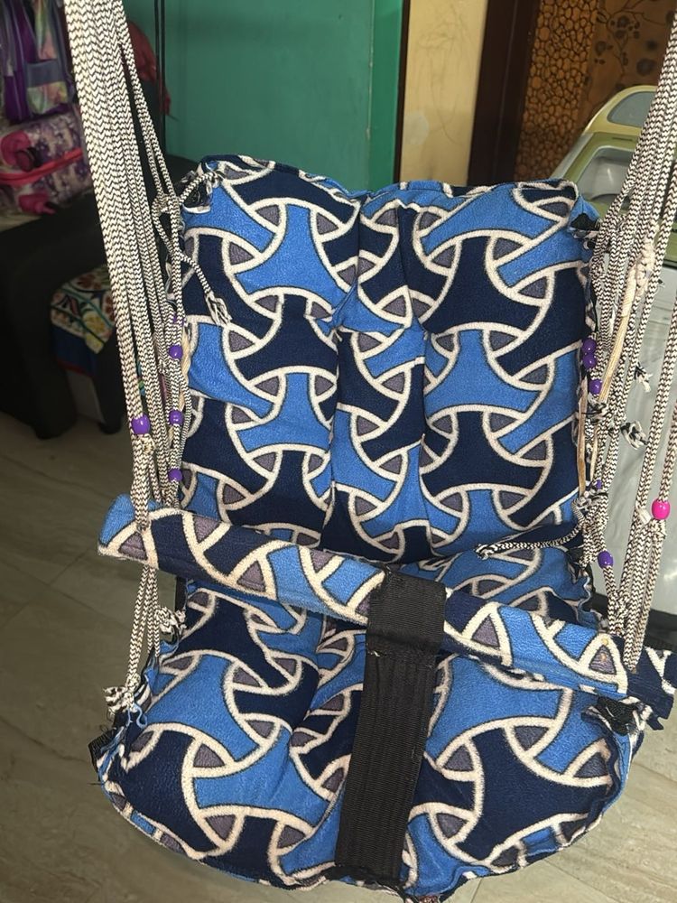 Blue Patterned Baby Swing Seat