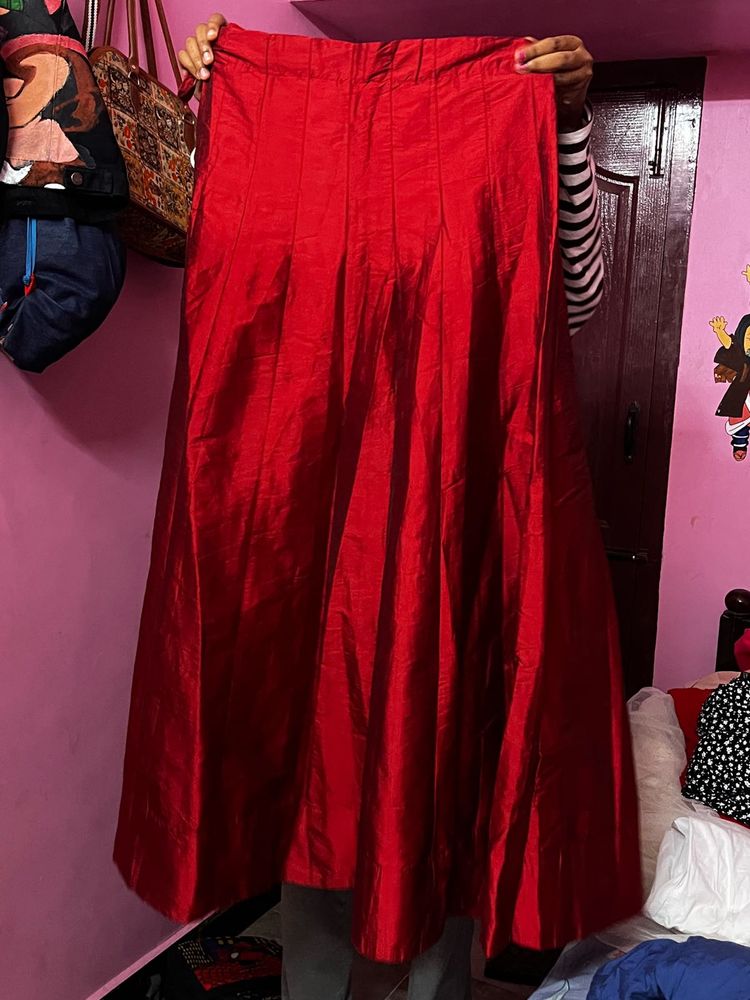 Vibrant Red Ethnic Skirt