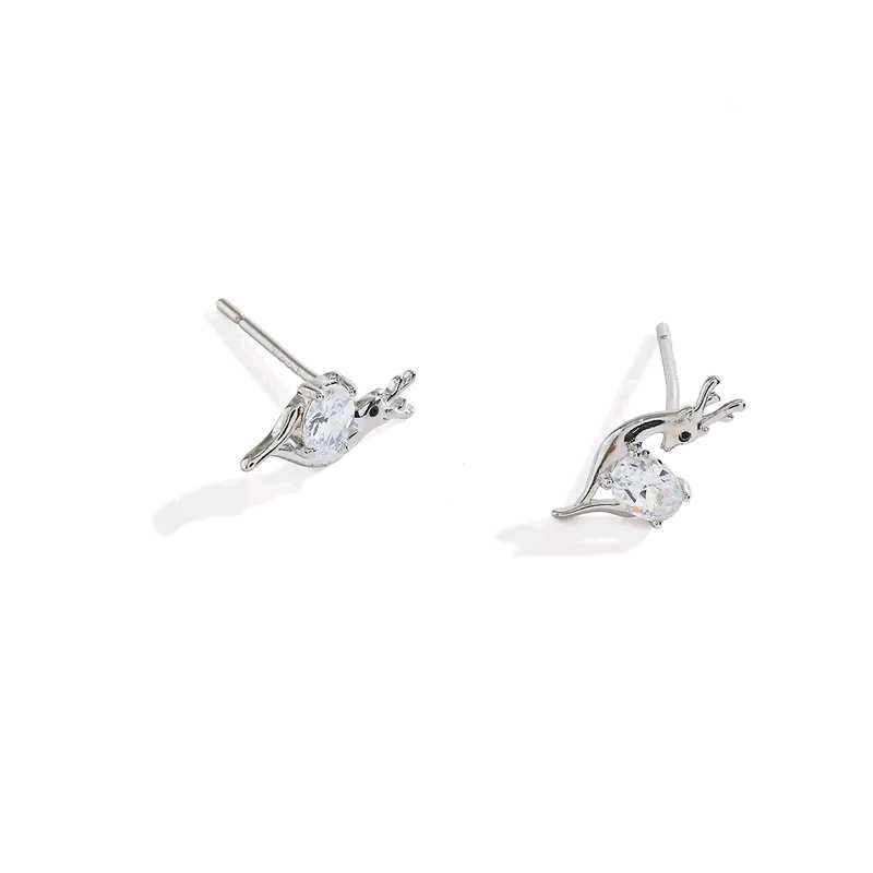 Silver Deer Stud Earrings
