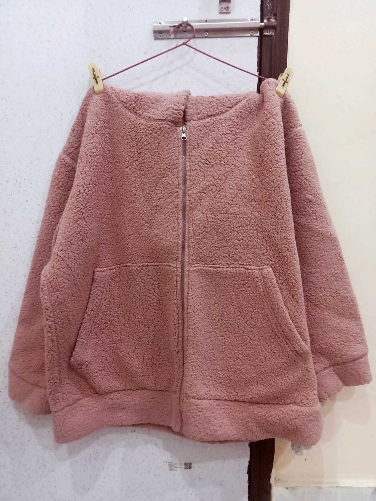 Pink Fuzzy Zip-Up Jacket