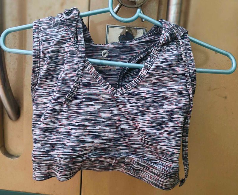 Sleeveless Cropped Hoodie Top