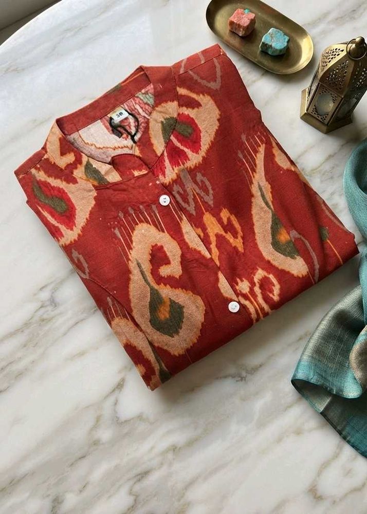 Stylish maroon Ikat Print Kurta