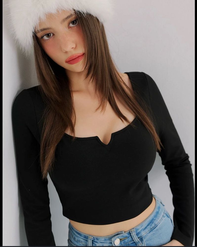 Zara squared ribbed top