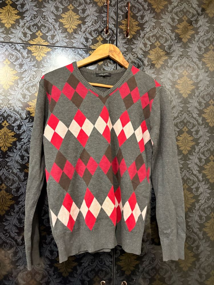 Men's Argyle V-Neck Sweater