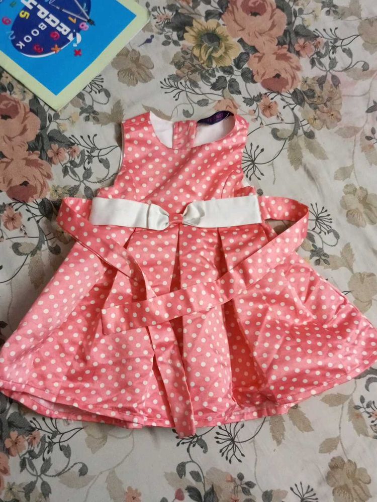 Cute Pink Polka Dot Dress with Bow