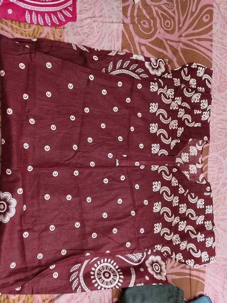 Maroon Printed Nightgown