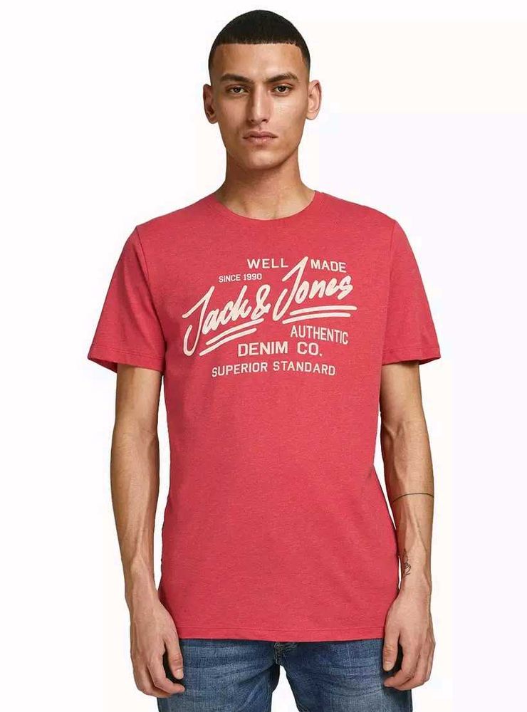 Jack &amp; Jones Men’s True Red Graphic T-Shirt