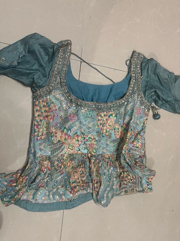 Teal Embellished Blouse