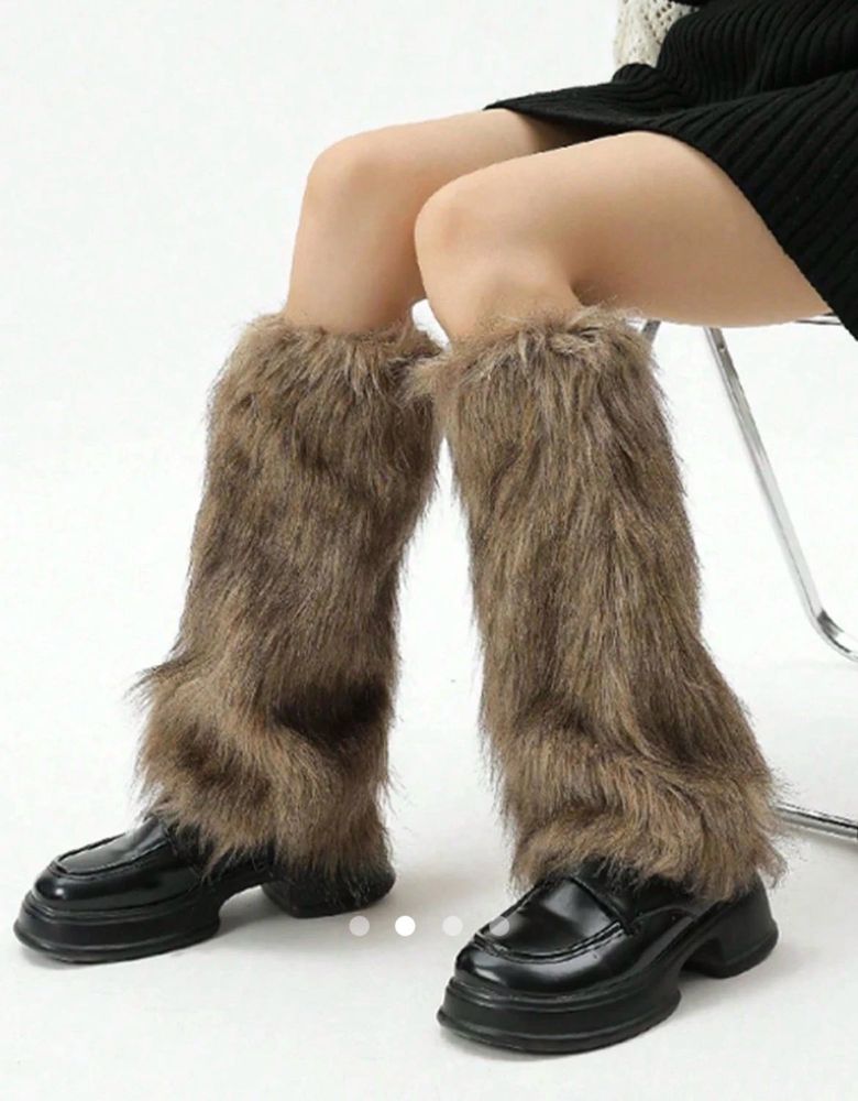 Brown Faux Fur Leg Warmers| Y2k Goth