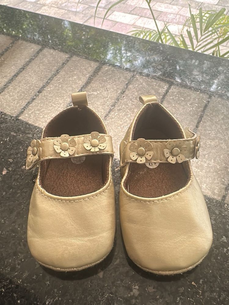 Gold Mary Jane Baby Shoes