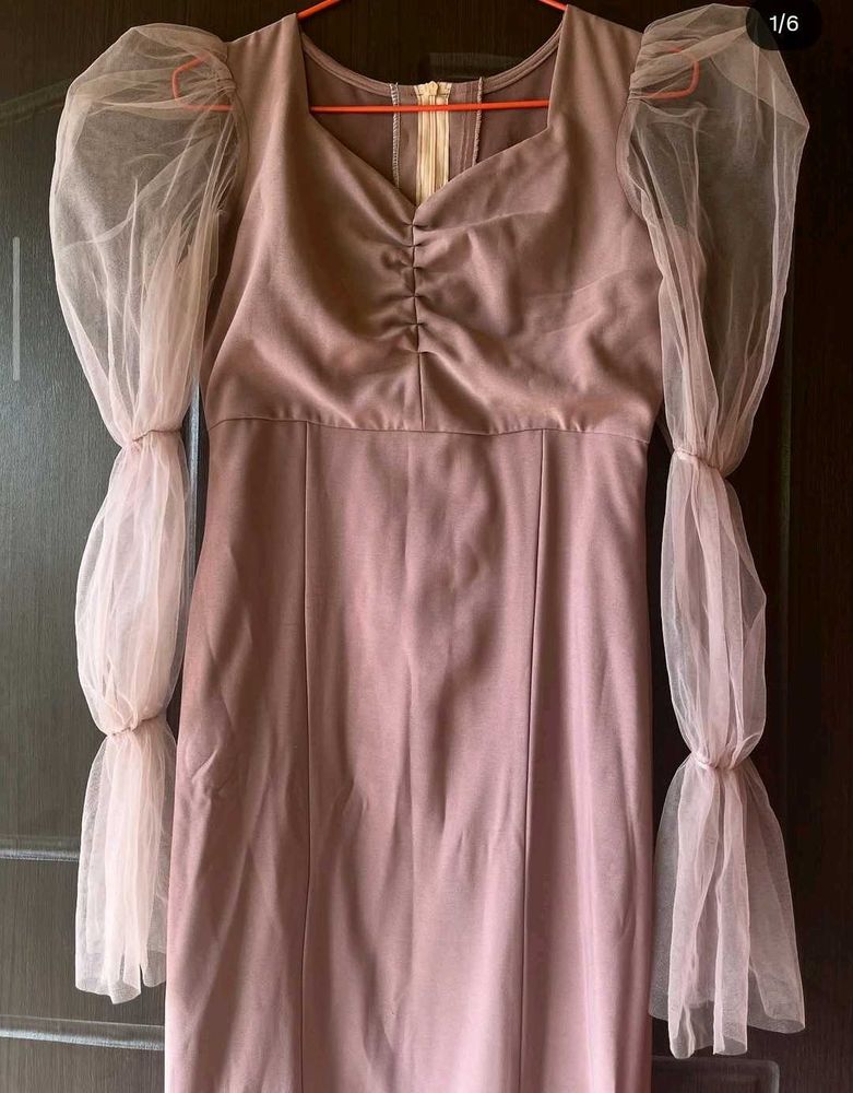 Elegant Puff Sleeve Midi Dress