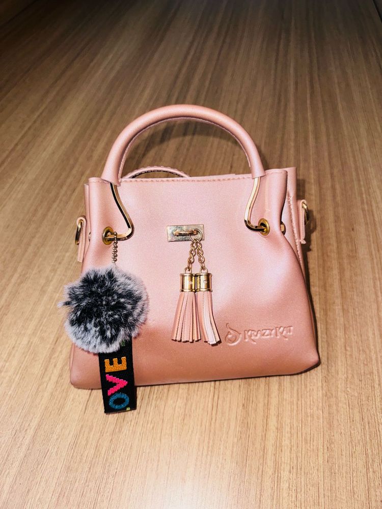 Krazykat Pink Handbag with Fur Charm