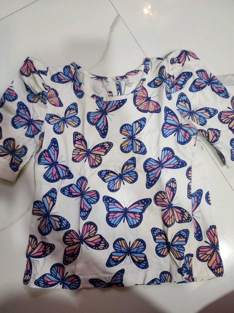 Cute Butterfly Print Top