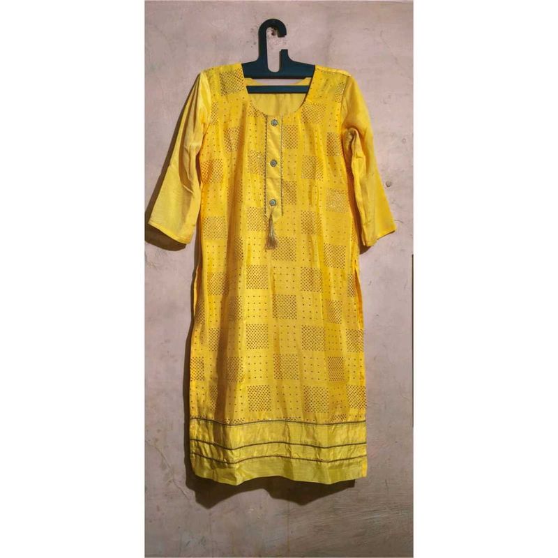 Yellow  Kurta set with work