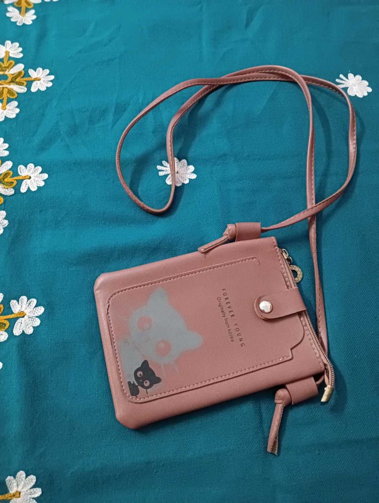 Cute Pink Cat Crossbody Wallet