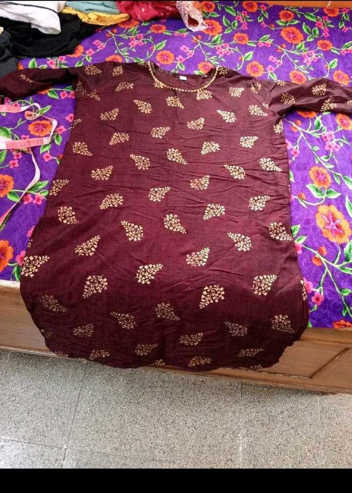 Maroon Kurta with Golden Print