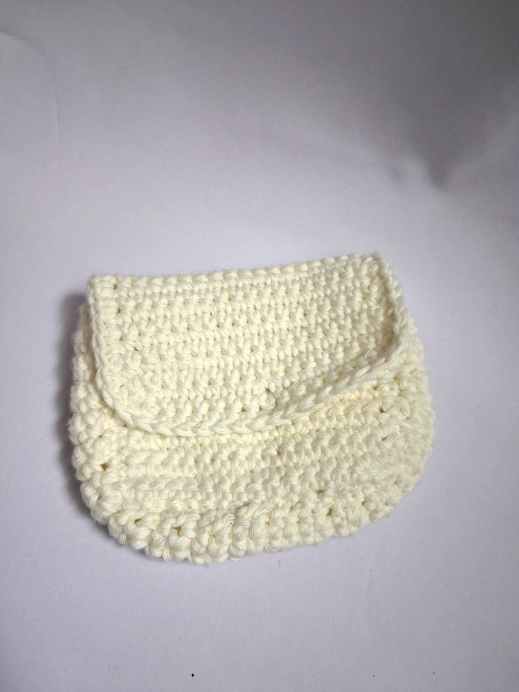 Cream Crochet Clutch Bag