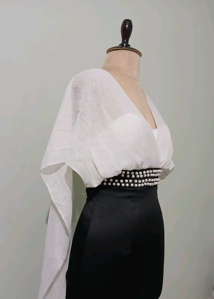 Designer wear Black &amp; White Party/Prom Dress