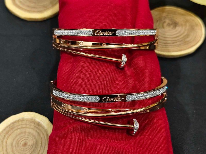 Elegant Rose Gold Bangles with Crystals