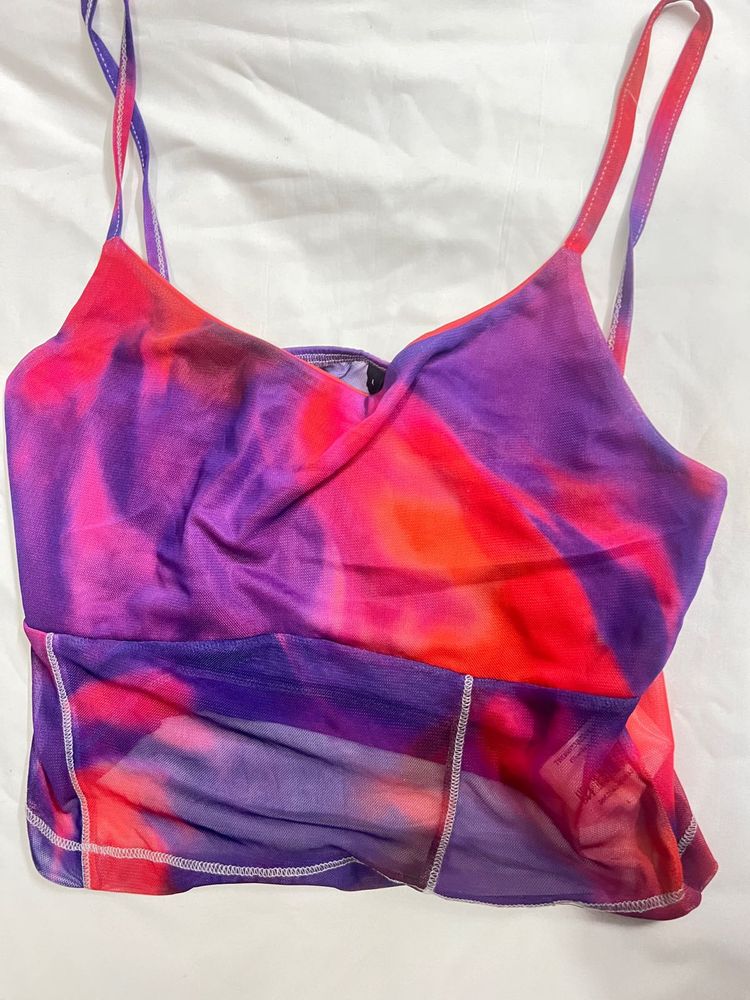 Vibrant Tie-Dye Mesh Cami Top