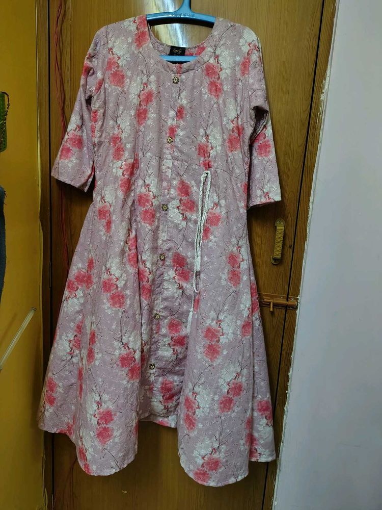 Pink Floral Printed Kurta xl new
