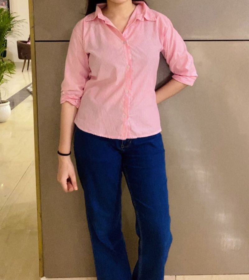 Pink Striped Button-Up Shirt