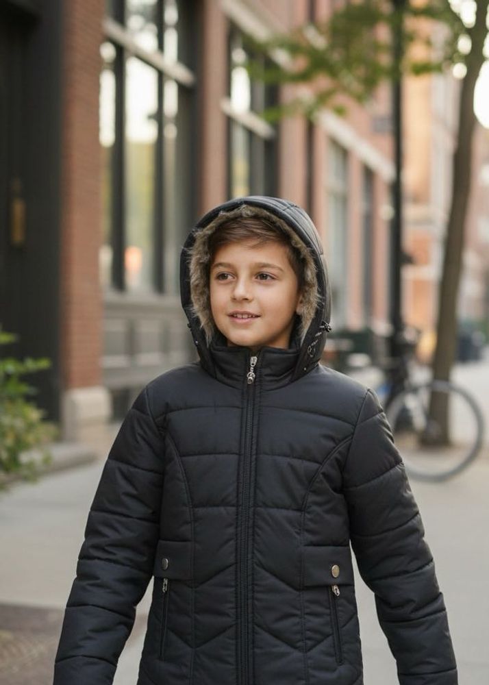 Black Hooded Winter Jacket